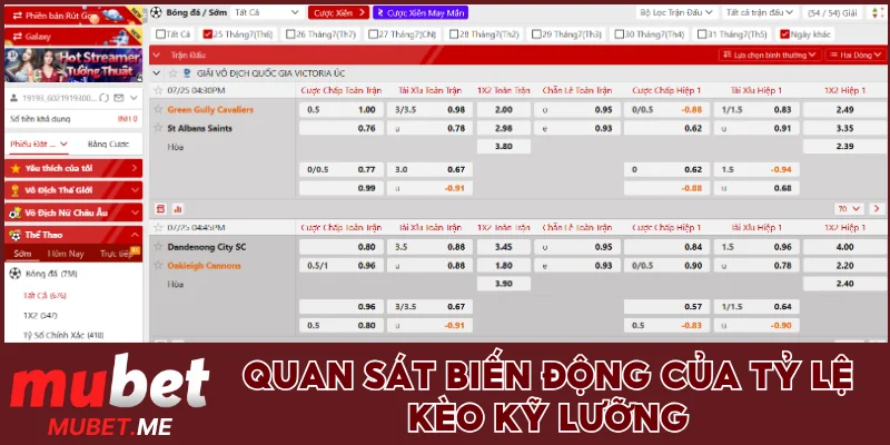 Quan sát biến động của tỷ lệ kèo kỹ lưỡng